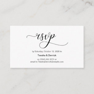 Carte D'accompagnement Calligraphie noire moderne, mariage RSVP