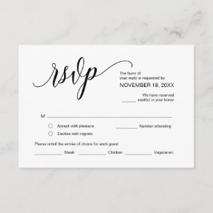 Carte D'accompagnement Calligraphie noire moderne, Mariage RSVP
