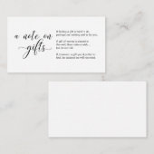 Carte D'accompagnement Calligraphie noire moderne, Une note cadeaux (Devant / Derrière)