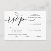 Carte D'accompagnement Calligraphie noire romantique moderne, Mariage RSV (Devant)