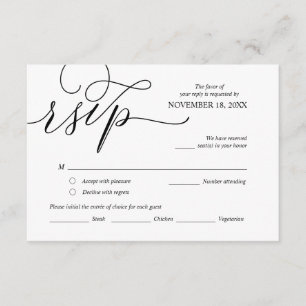 Carte D'accompagnement Calligraphie noire romantique moderne, Mariage RSV