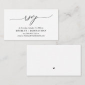 Carte D'accompagnement Calligraphie Noire Simple Moderne, Mariage RSVP (Devant / Derrière)