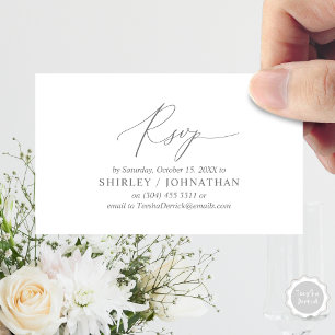 Carte D'accompagnement Calligraphie Noire Simple Moderne, Mariage RSVP