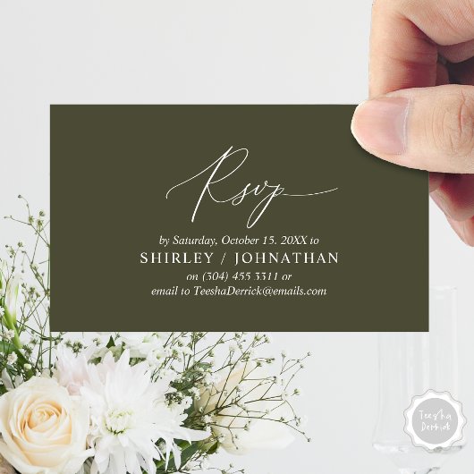 Carte D'accompagnement Calligraphie Noire Simple Moderne, Mariage RSVP