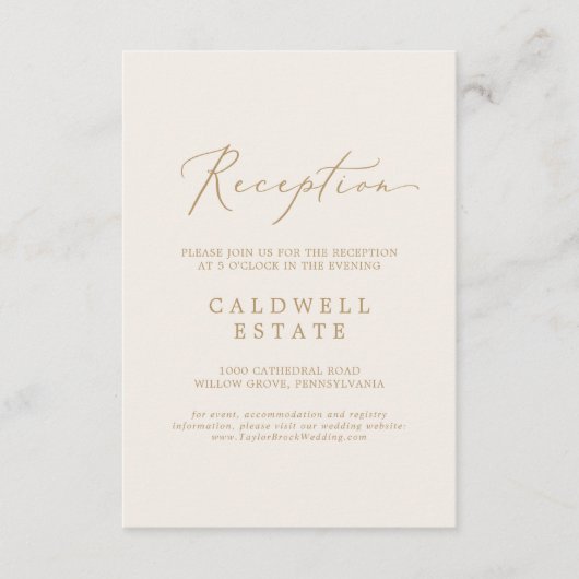 Carte D'accompagnement Calligraphie Or Délicate | Réception de crème (Devant)