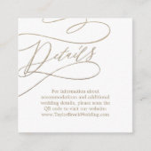 Carte D'accompagnement Calligraphie or romantique QR Code Détails du Mari (Devant)