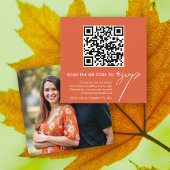 Carte D'accompagnement Calligraphie orange Code QR mariage photo RSVP