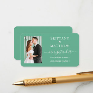 Carte D'accompagnement Calligraphie Photo Mariage Registre Mint Green