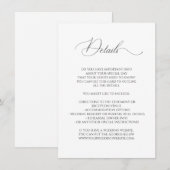 Carte D'accompagnement Calligraphie Police Mariage Détails de la fée (Devant / Derrière)