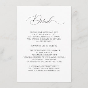 Carte D'accompagnement Calligraphie Police Mariage Détails de la fée