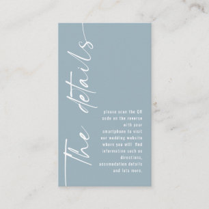 Carte D'accompagnement Calligraphie QR Code Dusty Blue Détails du Mariage