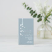 Carte D'accompagnement Calligraphie QR Code Dusty Blue Wedding RSVP (Debout devant)