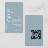 Carte D'accompagnement Calligraphie QR Code Dusty Blue Wedding RSVP (Devant / Derrière)