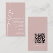 Carte D'accompagnement Calligraphie QR Code Dusty Mariage Rose RSVP (Devant / Derrière)