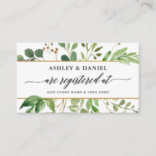 Carte D'accompagnement Calligraphie Registre des Mariages verts botanique