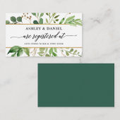 Carte D'accompagnement Calligraphie Registre des Mariages verts botanique (Devant / Derrière)