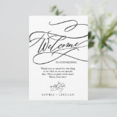 Carte D'accompagnement Calligraphie romantique avec Mariage photo Bienven (Debout devant)