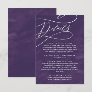 Carte D'accompagnement Calligraphie romantique Purple Aquarelle Détails