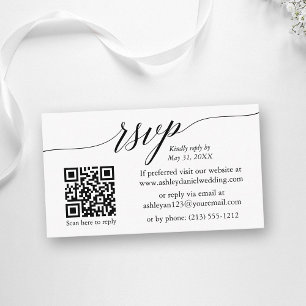 Carte D'accompagnement Calligraphie RSVP Mariage Simple Minimaliste QR