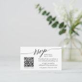 Carte D'accompagnement Calligraphie RSVP Mariage Simple Minimaliste QR (Debout devant)