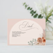 Carte D'accompagnement Calligraphie Rustique Boho Terracotta Pampas Détai (Debout devant)