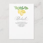 Carte D'accompagnement Calligraphie rustique Citron Citrus Mariage d'été (Devant)