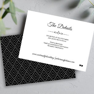 Carte D'accompagnement Calligraphie simple détails mariages noir et blanc