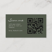 Carte D'accompagnement Calligraphie simple Sage Green Mariage QR Code RSV (Dos)