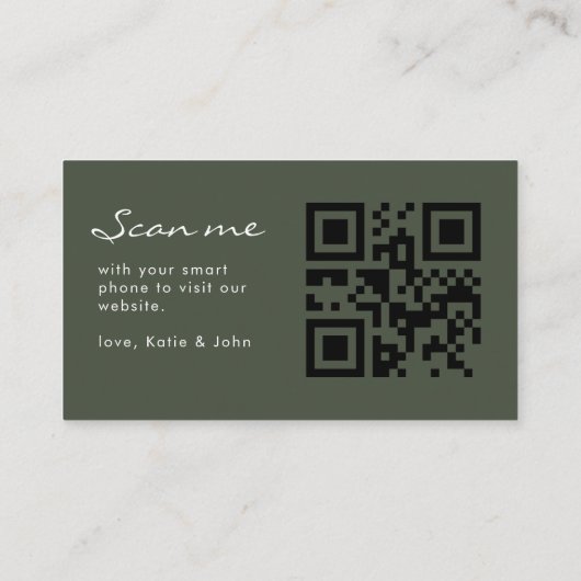 Carte D'accompagnement Calligraphie simple Sage Green Mariage QR Code RSV (Dos)