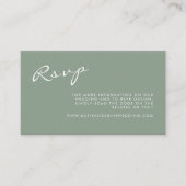 Carte D'accompagnement Calligraphie simple Sage Green Mariage QR Code RSV (Devant)