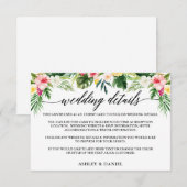 Carte D'accompagnement Calligraphie Tropical Floral Détails du Mariage (Devant / Derrière)