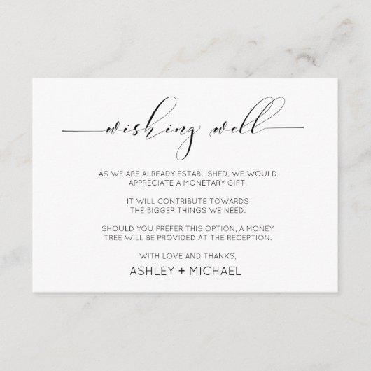 Carte D'accompagnement Calligraphie Typographie Mariage Wishing Well Hori (Devant)