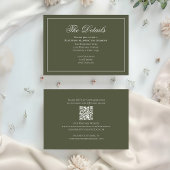 Carte D'accompagnement Calligraphie vert olive Détails élégants RSVP