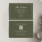 Carte D'accompagnement Calligraphie vert olive Détails élégants RSVP