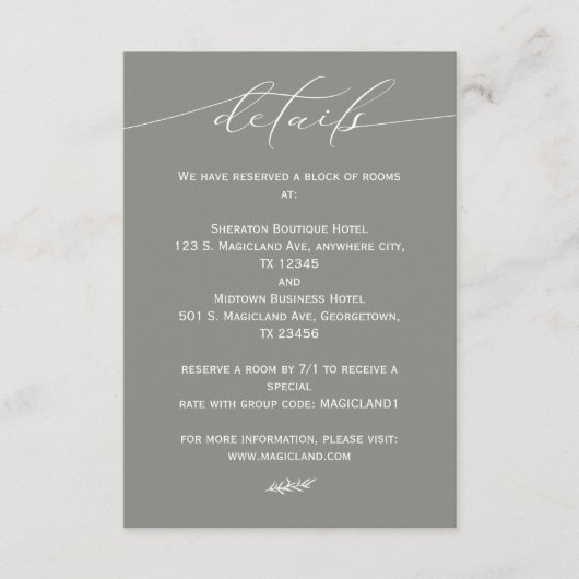 Carte D'accompagnement Calligraphie verte et blanche Sage Simple (Devant)