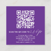 Carte D'accompagnement Calligraphie violette Code QR mariage photo RSVP (Devant)