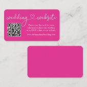Carte D'accompagnement Calligraphy Heart Mariage Website QR Hot Pink (Devant / Derrière)