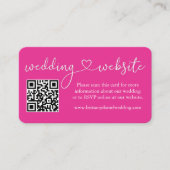 Carte D'accompagnement Calligraphy Heart Mariage Website QR Hot Pink (Devant)