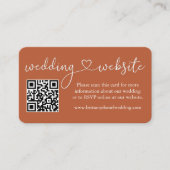 Carte D'accompagnement Calligraphy Heart Mariage Website QR Terracotta (Devant)