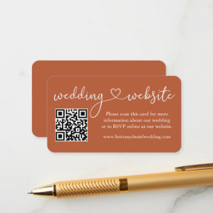 Carte D'accompagnement Calligraphy Heart Mariage Website QR Terracotta