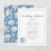 Carte D'accompagnement Calligraphy Script Dusty Blue Floral Wedding (Devant / Derrière)