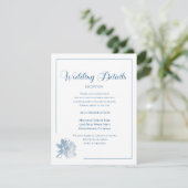 Carte D'accompagnement Calligraphy Script Dusty Blue Floral Wedding (Debout devant)