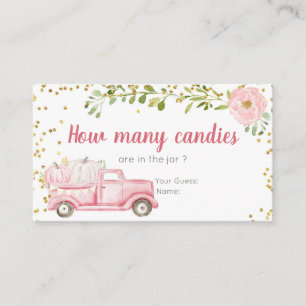 Carte D'accompagnement Camion Citrouille Rose Devine Combien De Candies