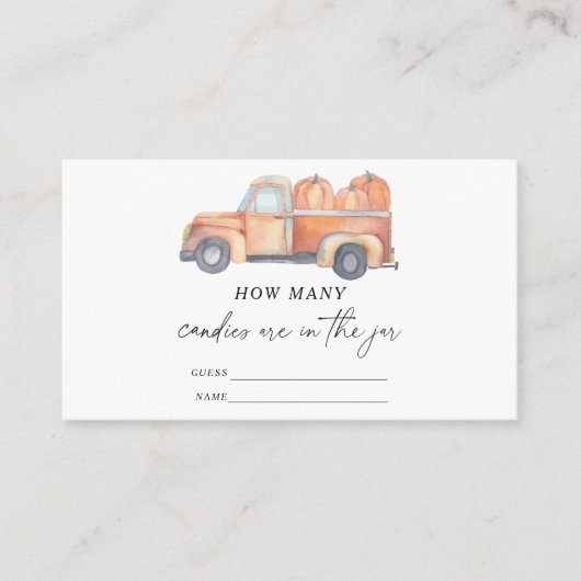 Carte D'accompagnement Camion d'automne - devinez combien de bonbons sont (Devant)