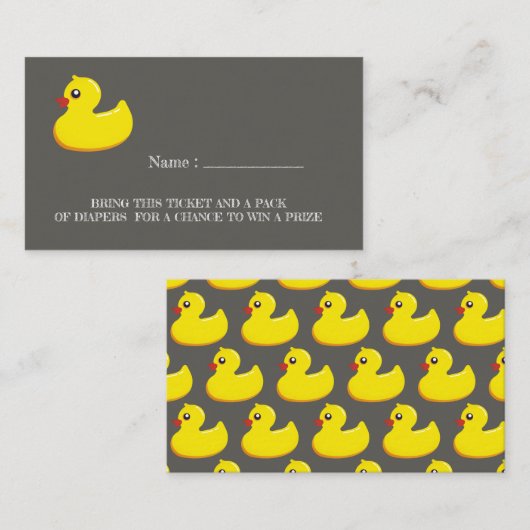 Carte D'accompagnement Canard en caoutchouc jaune - tombole (Devant / Derrière)