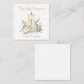 Carte D'accompagnement Candle Cross Bible Greenery First Holy Communion (Devant / Derrière)