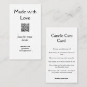 Carte D'accompagnement Candle instructions cire fondre ajouter q r code b (Devant / Derrière)