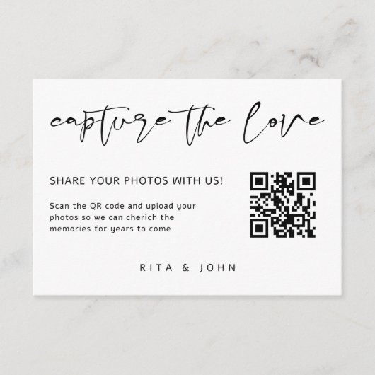 Carte D'accompagnement Capture de script moderne Le code QR d'amour (Devant)