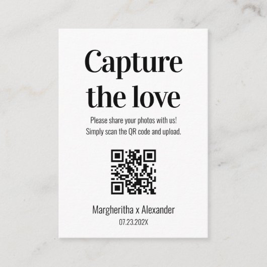 Carte D'accompagnement Capture de script moderne Le code QR d'amour (Devant)