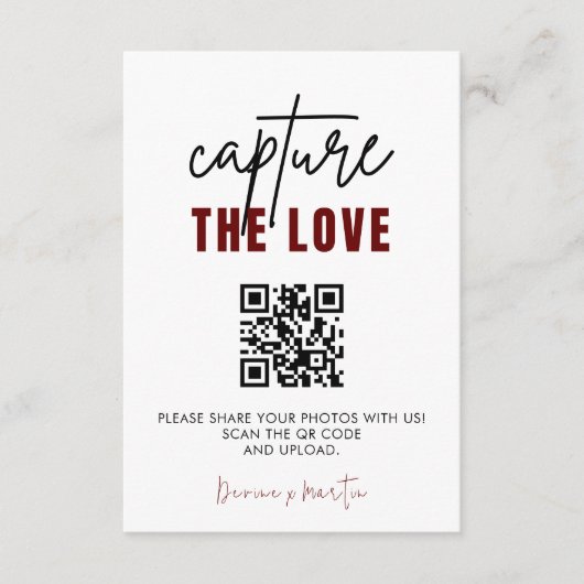 Carte D'accompagnement Capture de script moderne Le code QR d'amour (Devant)
